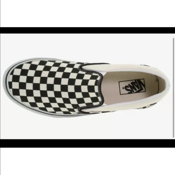 VANS CLASSIC SLIP ON BLACK/WHITE CHECKERBOARD W10 M8.5 - Picture 2 of 3